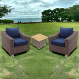 Courtyard Casual Tivoli 3 Pc Chat Set, Set Includes End Table & Two Club Chairs