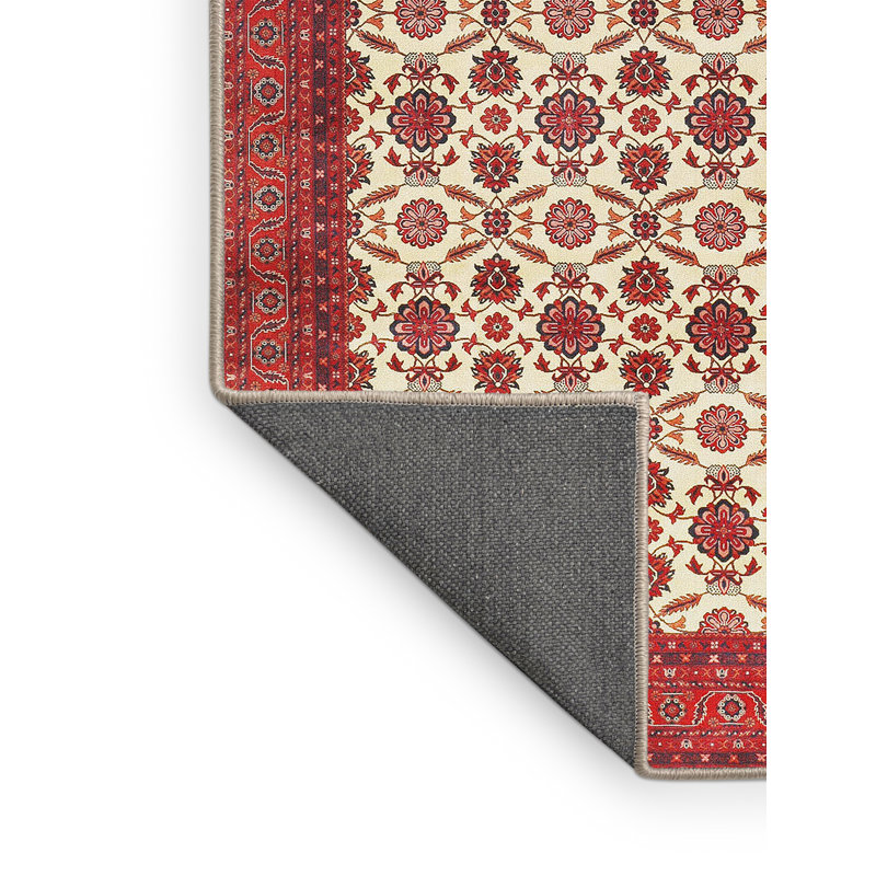 Tapis en laine rouge / beige, Rectangle 8 pi x 10 pi