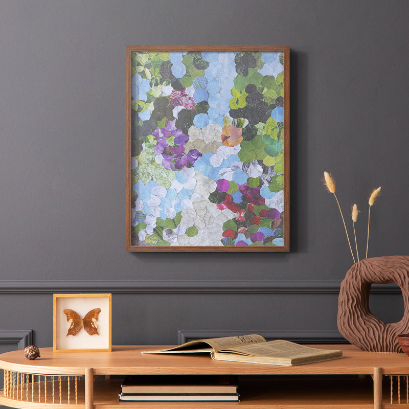 Iris Garden Framed Print - Solid Wood, Brown, 28" H x 22" W