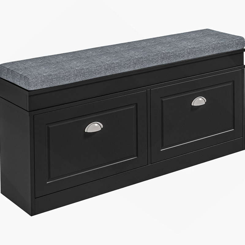Banc de rangement pour chaussures avec coussin amovible Bouffard Modern, Noir