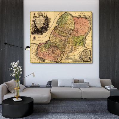 Art rétro sur toile tendue avec cartes: Israël sous le règne des rois et des douze tribus 62316