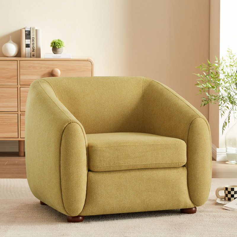 Fauteuil rembourré 36,6 pouces, Sergé de polyester citron mûr