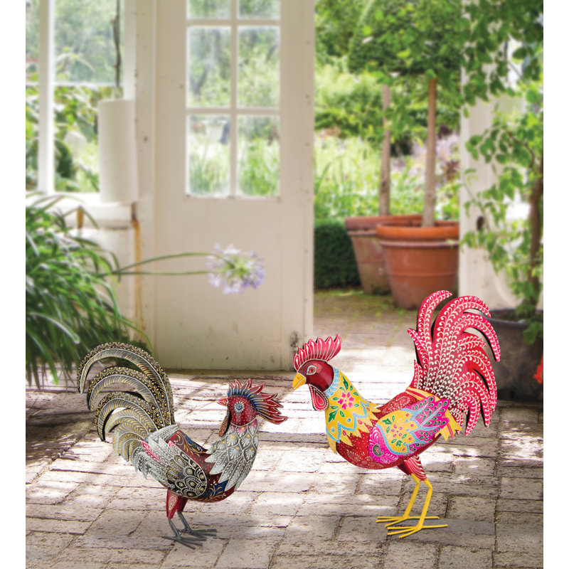 Henna Rooster Decor - Red Multi
