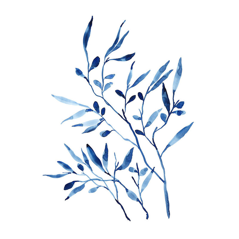Foglie Blu I Print by Barclay Butera, 32" H x 24" W x 1.5" D, Glass Coat