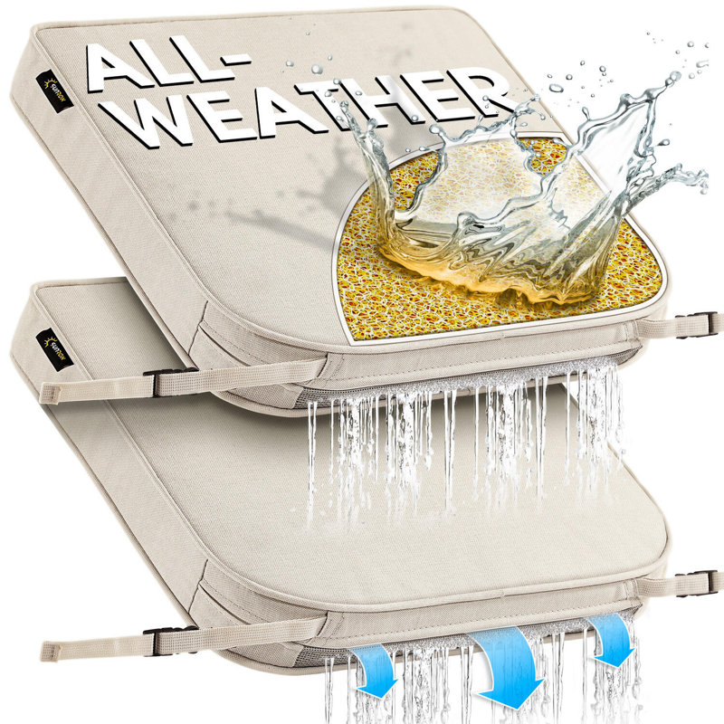SUNROX All-Weather Outdoor Chair Cushion, 19" H x 19" W, Cream