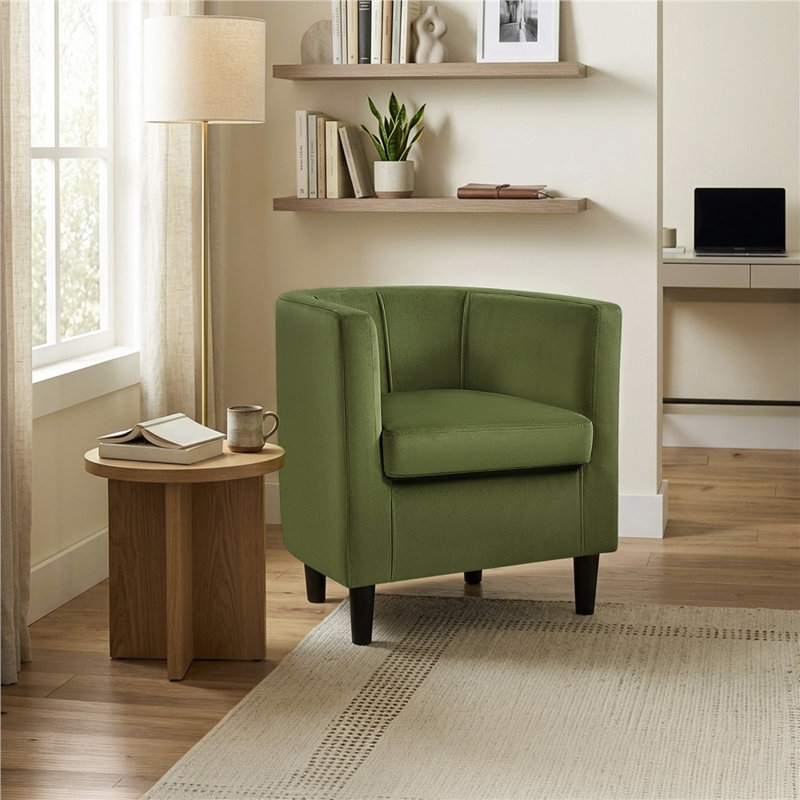 Fauteuil demi-tonneau Birkan, Olive Green Velvet