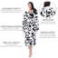 Imprimé vache, peluche longue pour femme avec capuche, peignoir moelleux