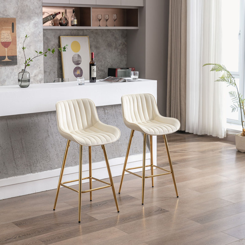 Ensemble de 2 tabourets de bar, Beige, Tabouret de comptoir (siège d'une hauteur de 26,3