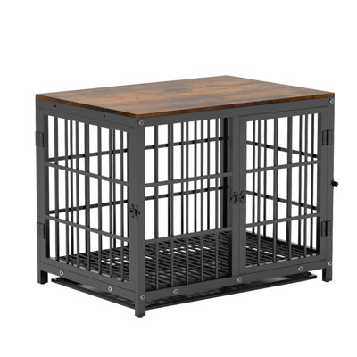 Chamiya Metal and Wood Pet Furniture Style Crate with 3 Doors