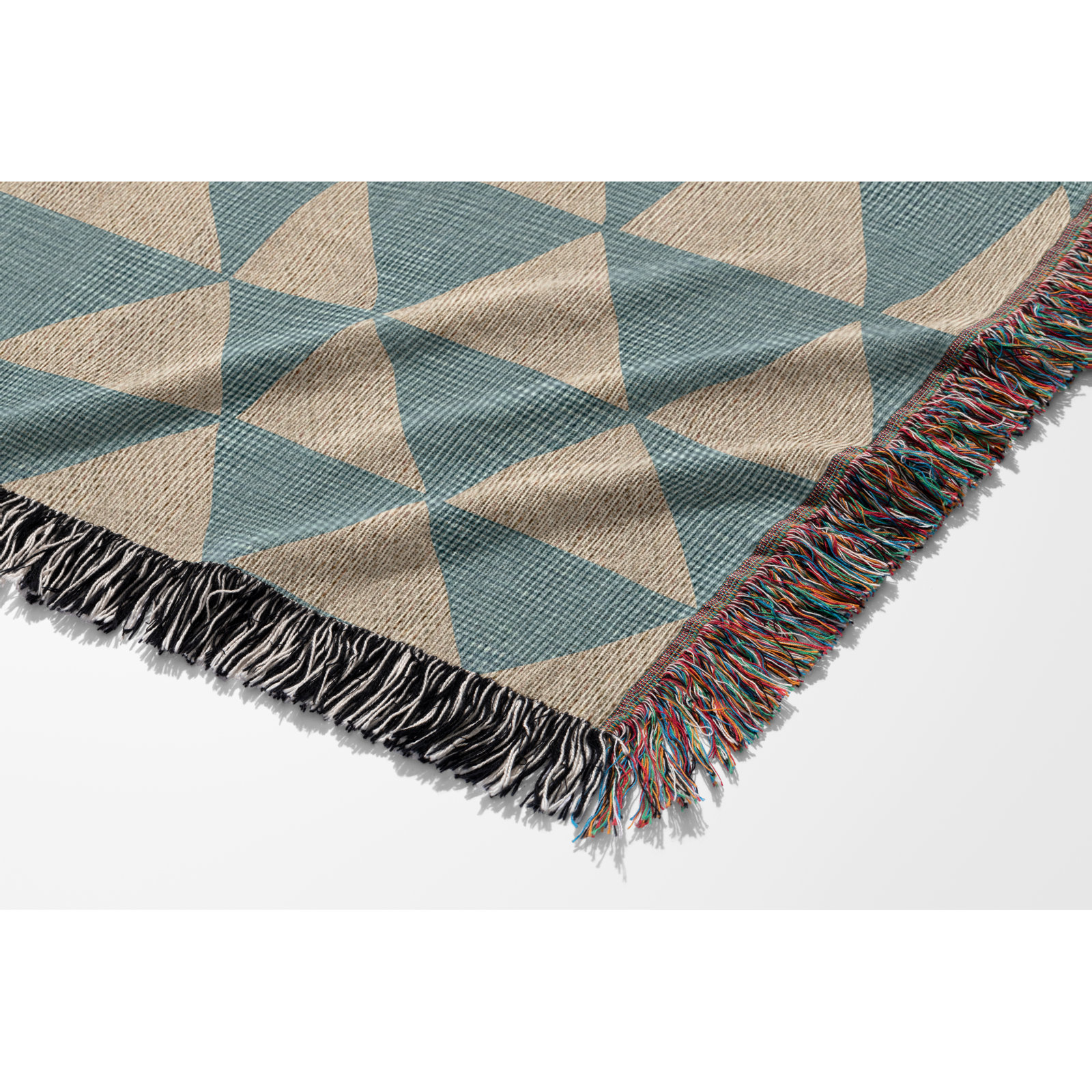Kelia Cotton Throw Blanket, 52 x 37" – Throw, Blue/Beige