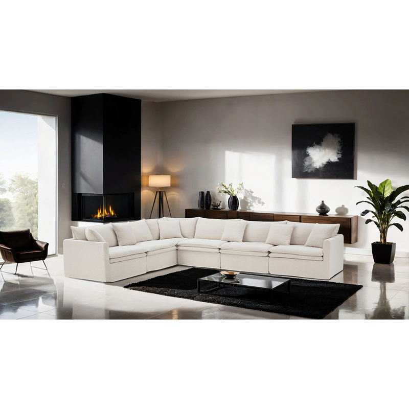 Canapé modulaire Haghney, Lin taupe