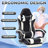 Black White Gaming Chair, With Footrest, Ergonomic Computer Chair, With Headrest And Lumbar Support, Breathable Material Height Adjustable Video Game Chairs For Adults