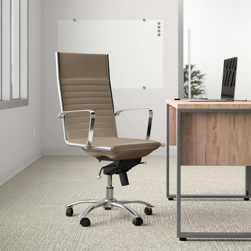 Chaise de travail Naida, Taupe, Chrome