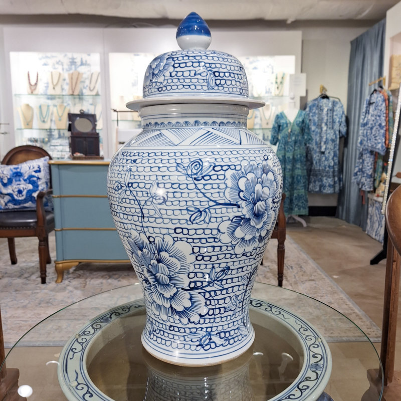 Pot en porcelaine bleu et blanc, 24 lb