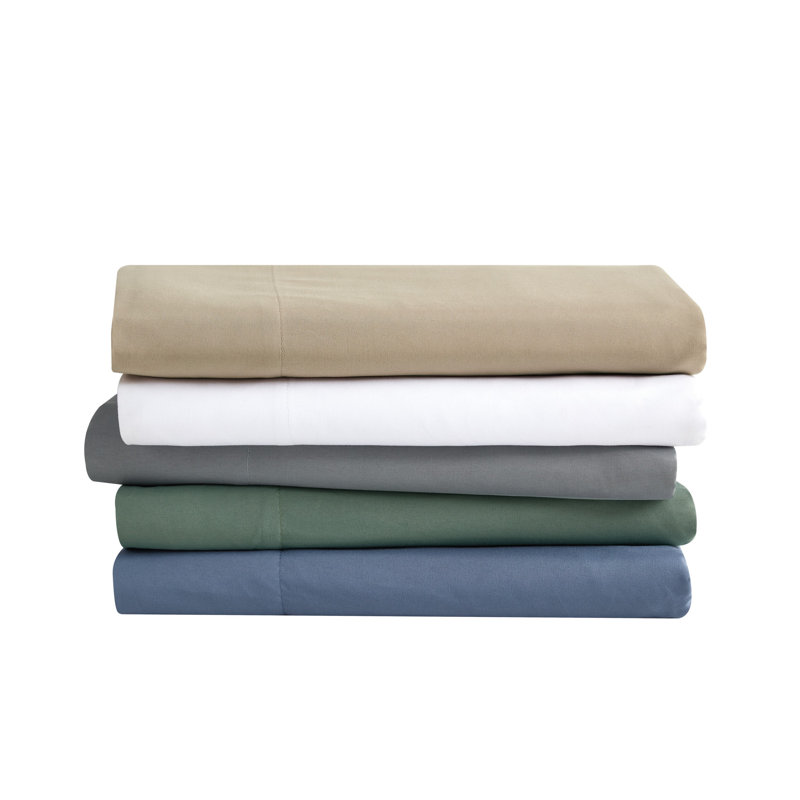 London Fog Garment Wash Solid Sheet Set, Twin XL Sheet Set + Fitted Sheet + 1 Pillowcase, White