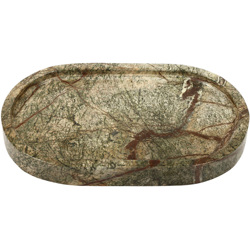 Ophelia Green Genuine Marble Tray, Green Genuine Marble