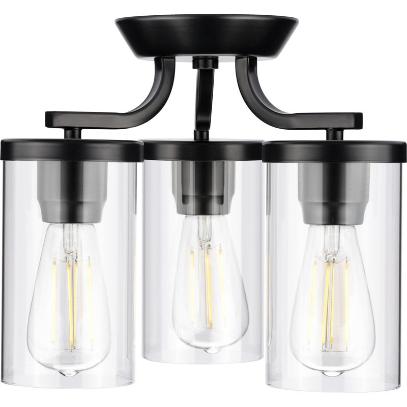 Rumaysa Glass Semi Flush Mount, Black