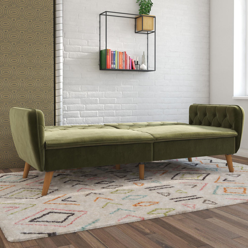 Tallulah Memory Foam Futon, Green Velvet