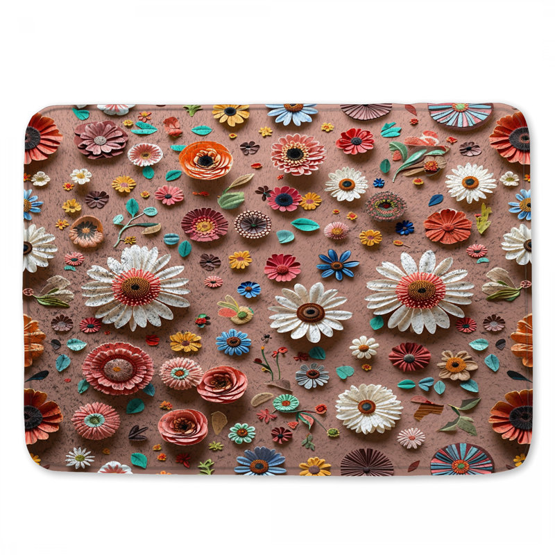 Décoration florale tapis de bain bohémien, L 24 po x L 17 po