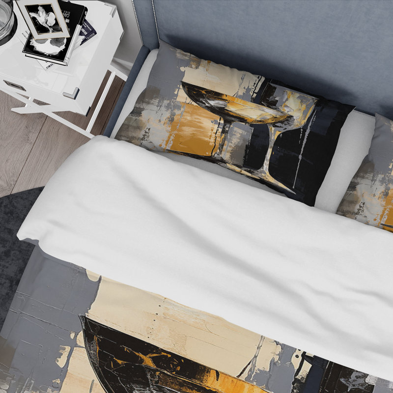Champagne Collage with Glasses - Ensemble de housse de couette pour aliments et boissons - Microfibre de polyester