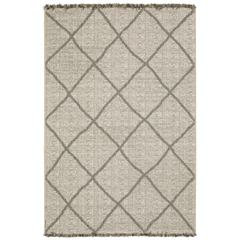 Tapis à franges intérieur / extérieur Rayfe, Rectangle 5 pi 3 po x 7 pi 3 po