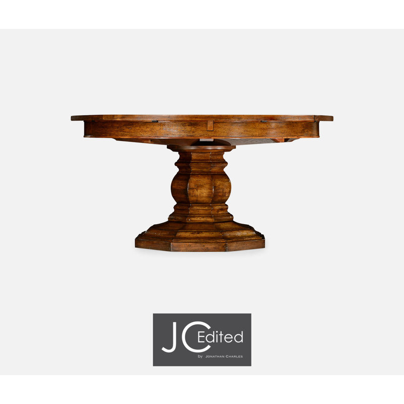 Casually Country Round Solid Wood Dining Table, Country Farmhouse Walnut