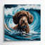 Chiens, chien d'eau espagnol sur toile grise-1916992381