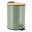 Poubelle avec couvercle en bambou et pédale, capacité de 2,5 L-107927451