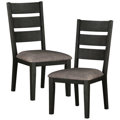 Transitional Side Chairs Of 2, Gray Fabric Upholstery, Wood Frame, Dining Room Style Chairs, Seat, 250Lbs Capacity, Decoration
