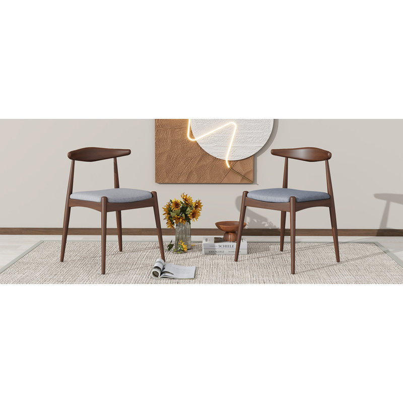 Ensemble de 2 chaises de salle à manger en bois d'hévéa, Gris clair