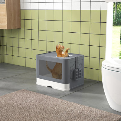 Plastic Litter Box Enclosure with Scoop
