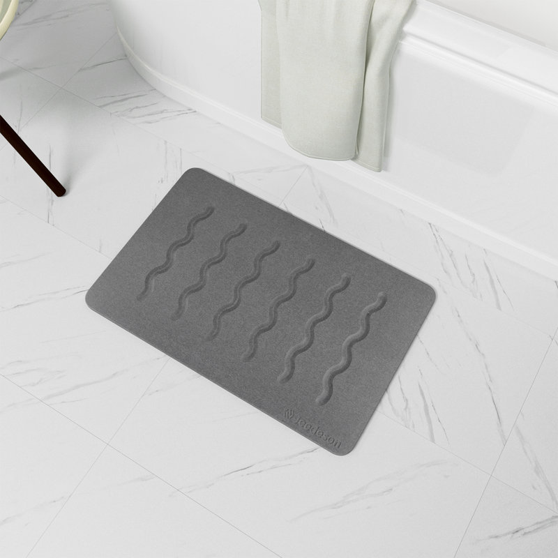 15,35 po X 23,62 po Tapis de bain en pierre, tapis de bain en terre de diatomées à séchage rapide, Gris foncé