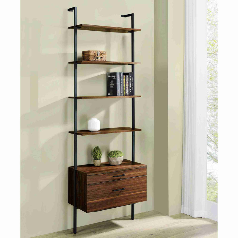 Metal Frame Bookcase, 4-shelf Storage Wall Bookshelf