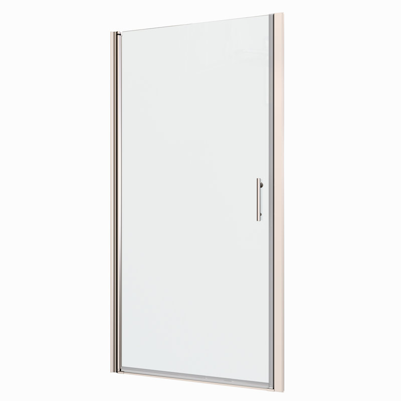 Polished Universal Pivot Shower Door With 1/4" Tempered Glass - 1 3/8" Adjustment, #304 Stainless Steel Handle, Wall Channel, Easy Install, Leakage Function, Smooth Pivot, 28-29 Cover Adjustable,