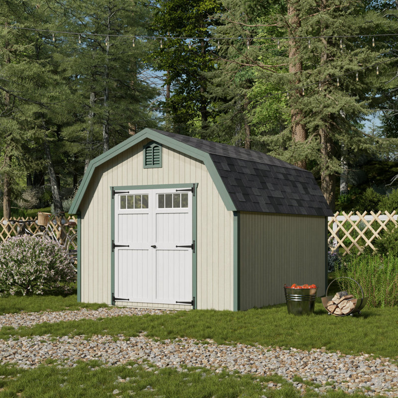 Colonial Greenfield Barn Outdoor Wood Storage Shed, No, 10' x 12'