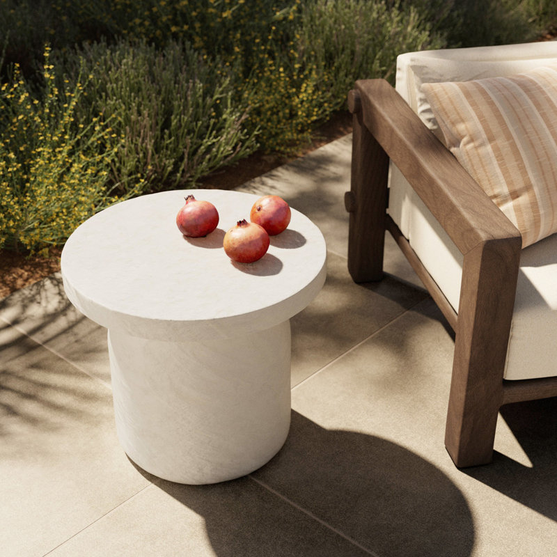 Paz Outdoor End Table, Plaster Molded