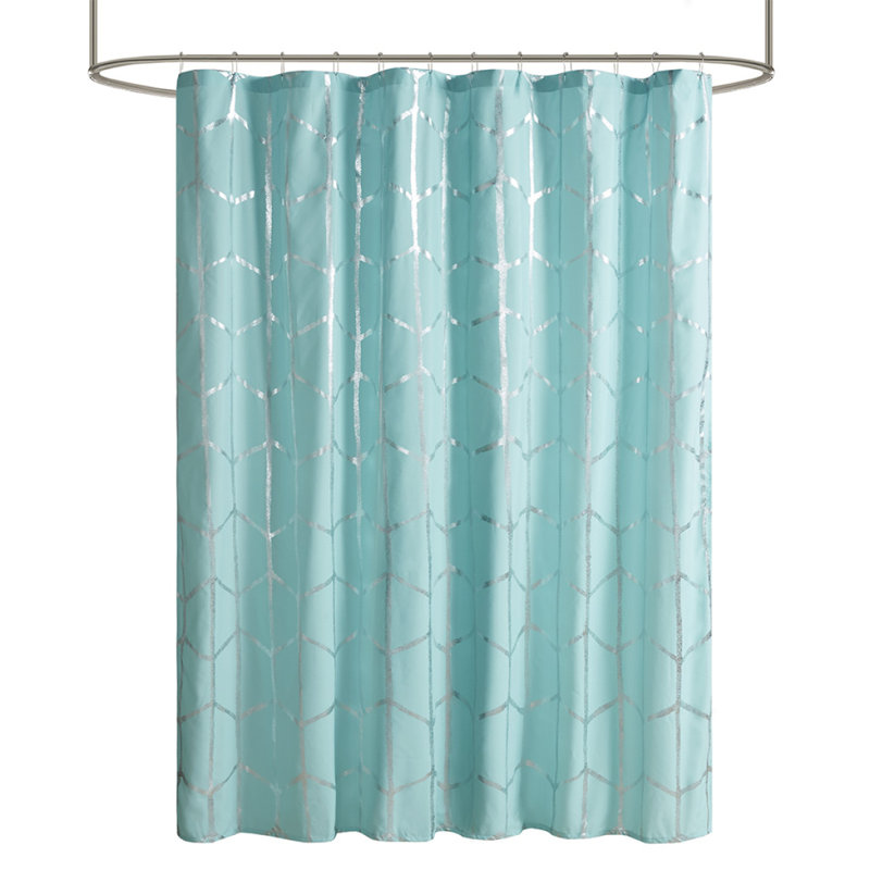 Rideau de douche imprimé métallique, Argent / turquoise