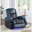 Fauteuils inclinables Power Motion avec Bluetooth, chargeur sans fil et amp; Porte-gobelet | Bleu et bleu Noir | Cuir synthétique Aire-1983463986