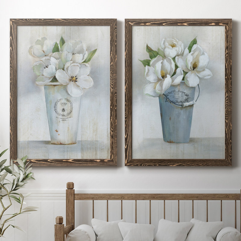Fleuriste Francais I - ensemble de 2 reproductions d'art, H 44 po x l 31 po x P 1 po, Toile avec cadre en noyer, Pas de tapis