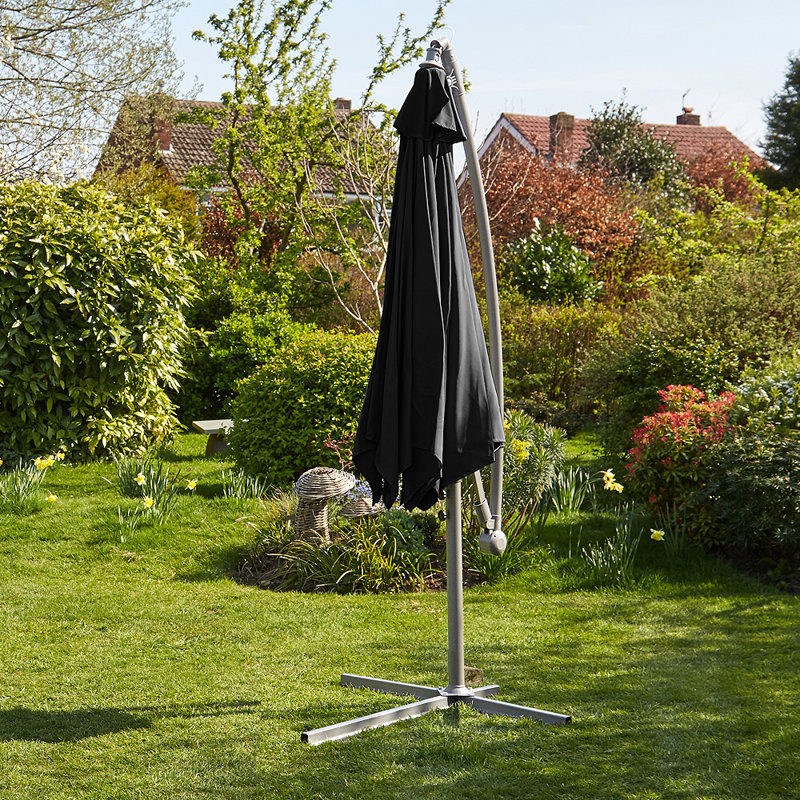 Gozo Aluminium 3m Overhanging Cantilever Vented Parasol, Black