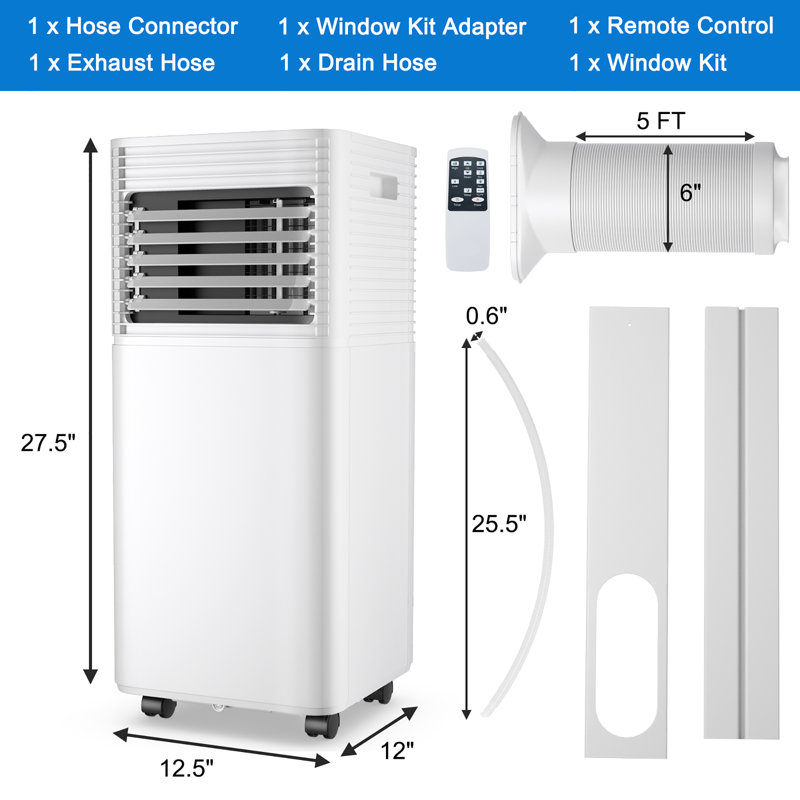 Costway 8000 BTU Portable Air Conditioner for 230 Square Feet with Remote Included