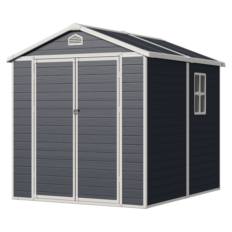 6 ft. W x 8 ft. D Resin Outdoor Storage Shed With Window, Black