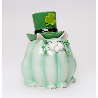 Bocal à bonbons chat fantaisiste pour la Saint-Patrick - 15,9 cm (H)