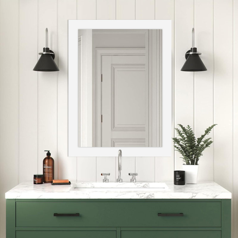 Wood Rectangle Mirror, 40" x 30", White