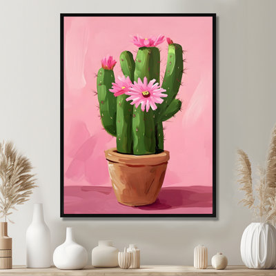 Fleurs de cactus en pot - Art mural floral cactus