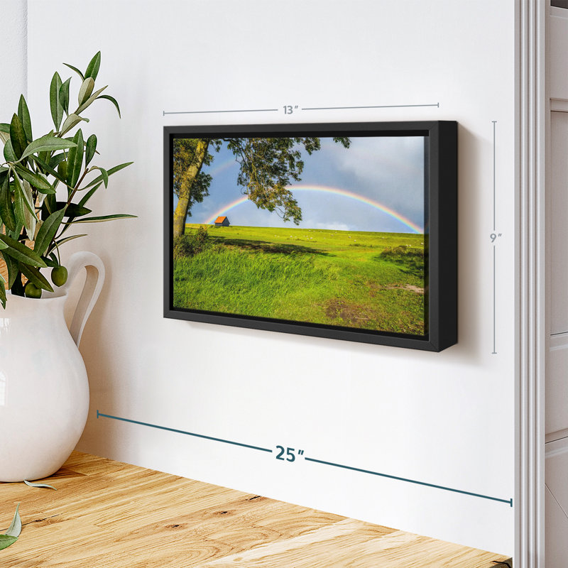 Impression sur toile arc-en-ciel au-dessus d'une maison de campagne, H 9 po x l 13 po