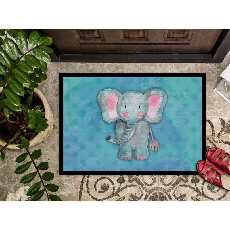 Tapis de porte d’extérieur anti-dérapant aquarelle Brandyn, H 0,25 po x l 27 po x P 18 po