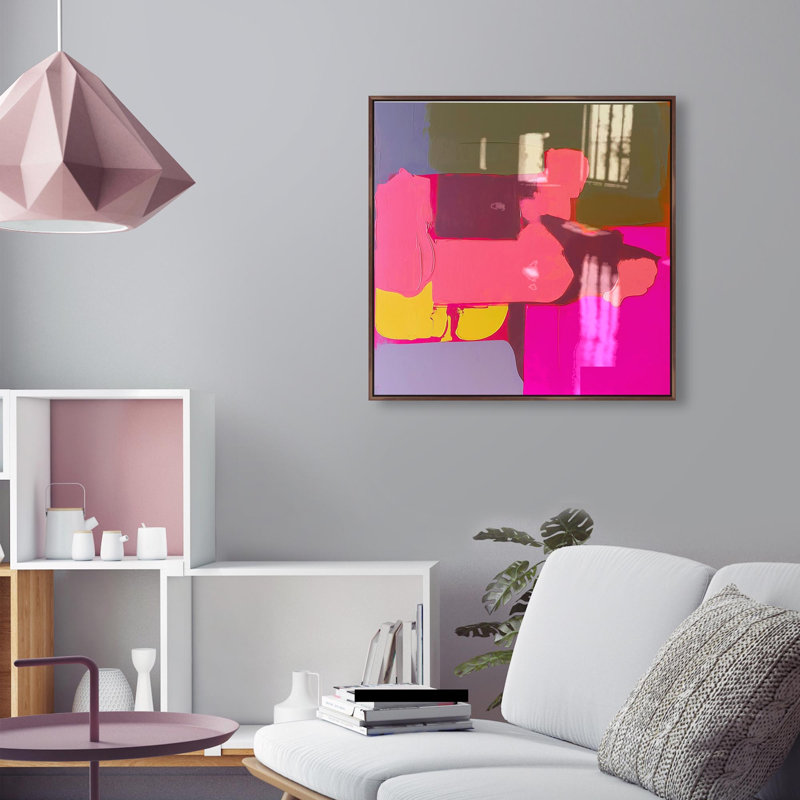 Oliver Gal California Echo II Abstract - Hand-Applied Glass Coat Framed Canvas Art, 24" H x 24" W, Brown