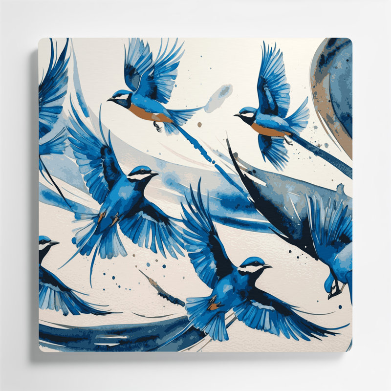 Oiseaux, art mural en métal beige et gris, H 144 po x l 144 po x P 0,05 po