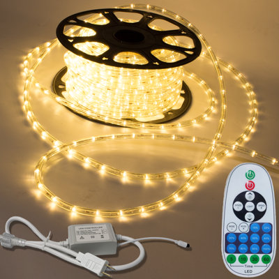 Cordon lumineux 65,6 pi DEL, 120 V enfichable, débrochable, connectable, luminosité réglable, étanche IP65, télécommande avec modes dynamiques et minuterie
